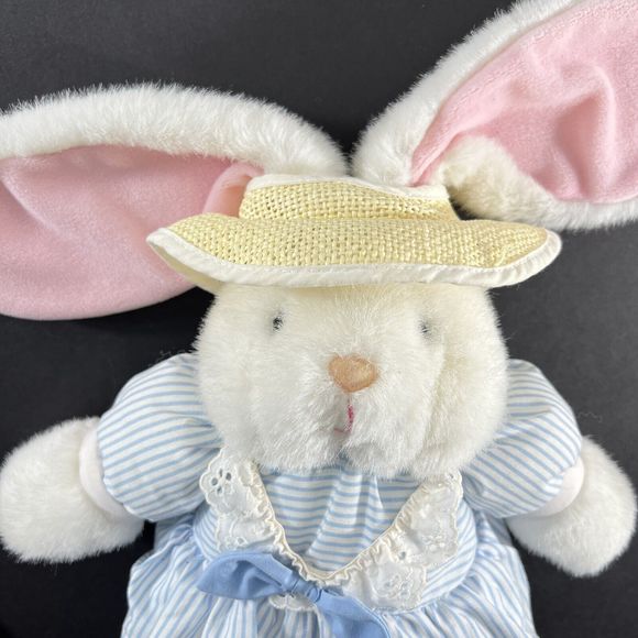 Prestige Toy Corp White Bunny Rabbit Polka Dot Plush Pink Sailer Stuffed Animal - Picture 3 of 7